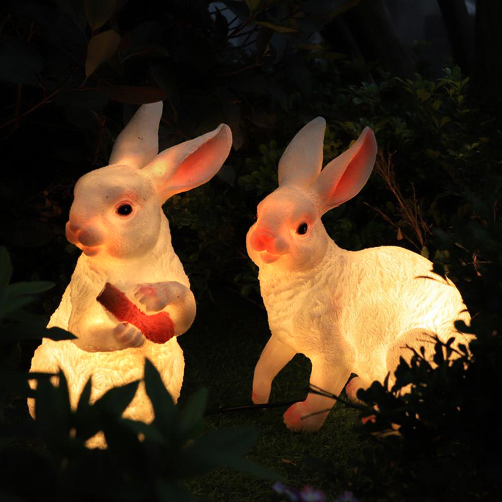 Lampe de jardin à poser en résine en forme de lapin — Gorgone