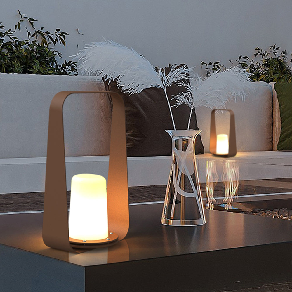 Lampe nomade à anse arquée et diffuseur cylindrique blanc — Quiétine