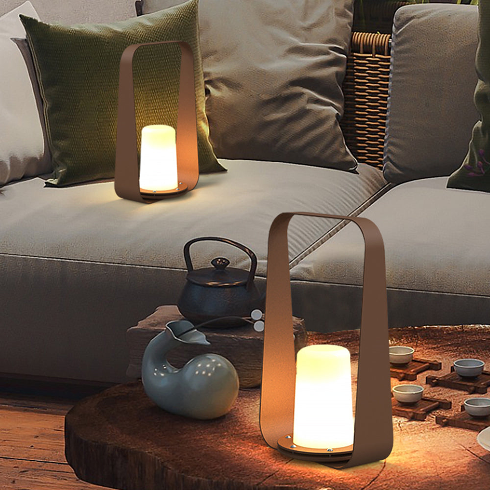 Lampe nomade à anse arquée et diffuseur cylindrique blanc — Quiétine