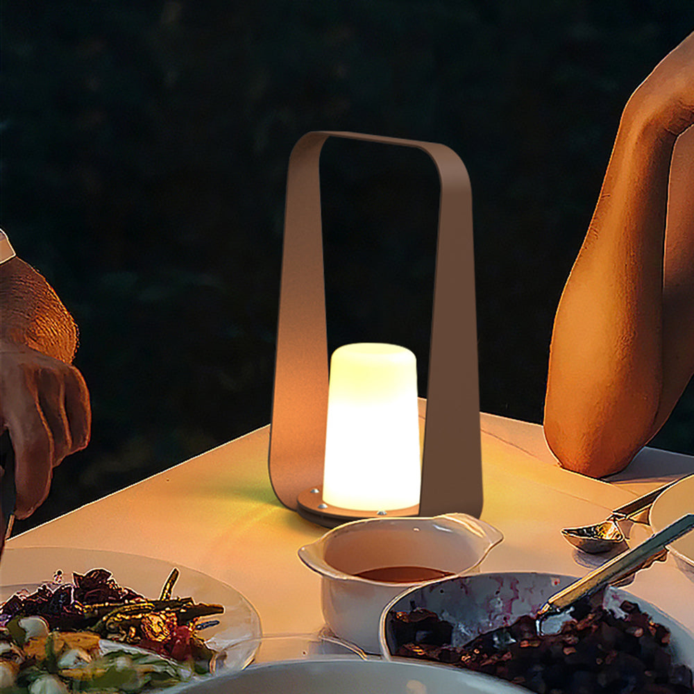Lampe nomade à anse arquée et diffuseur cylindrique blanc — Quiétine