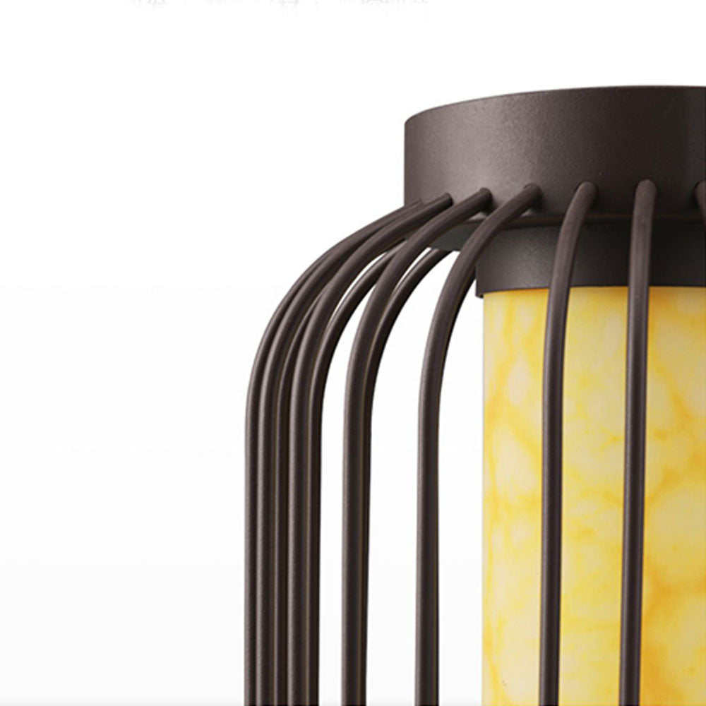 Lanterne cylindrique à barreaux verticaux en métal noir — Rémoulade
