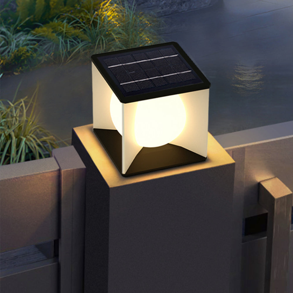 Lampe de pilier cubique en métal noir et diffuseur acrylique — Gabarre