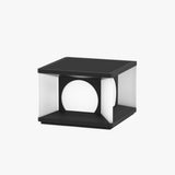 Borne cubique à hublot lumineux rond en métal noir — Sansonnet