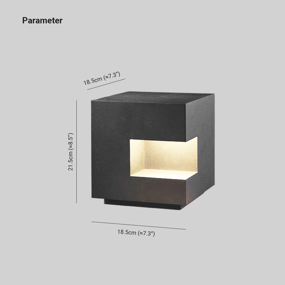 Borne cubique en métal anthracite à fente lumineuse — Reinette