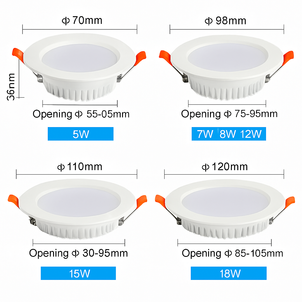 10 pièces LED Downlight 12W 15W 18W 9W AC220V 5W 7W 110V Spot encastré en aluminium épais éclairage chambre cuisine intérieur vers le bas lampe