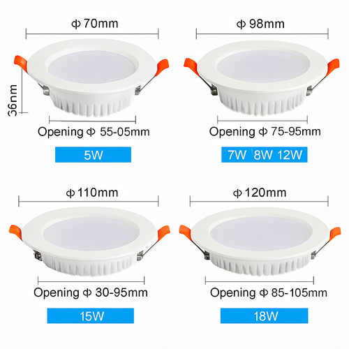 10 pièces LED Downlight 12W 15W 18W 9W AC220V 5W 7W 110V Spot encastré en aluminium épais éclairage chambre cuisine intérieur vers le bas lampe