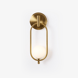 Applique murale anneau en laiton et globe en verre opalin — Iris