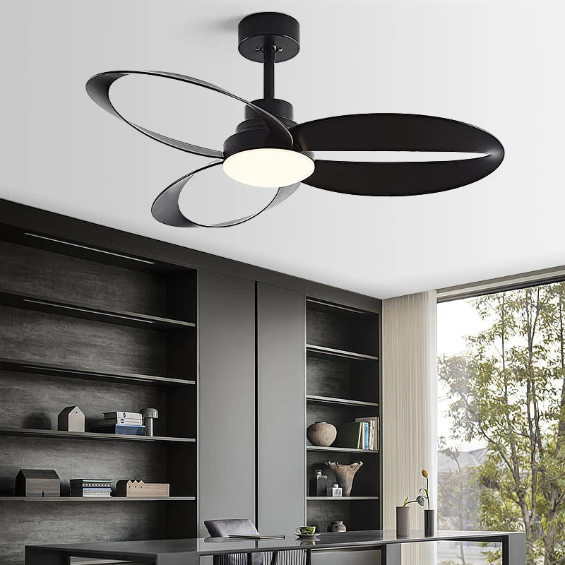 Ventilateur de plafond LED à pales ajourées en bois — Camélia