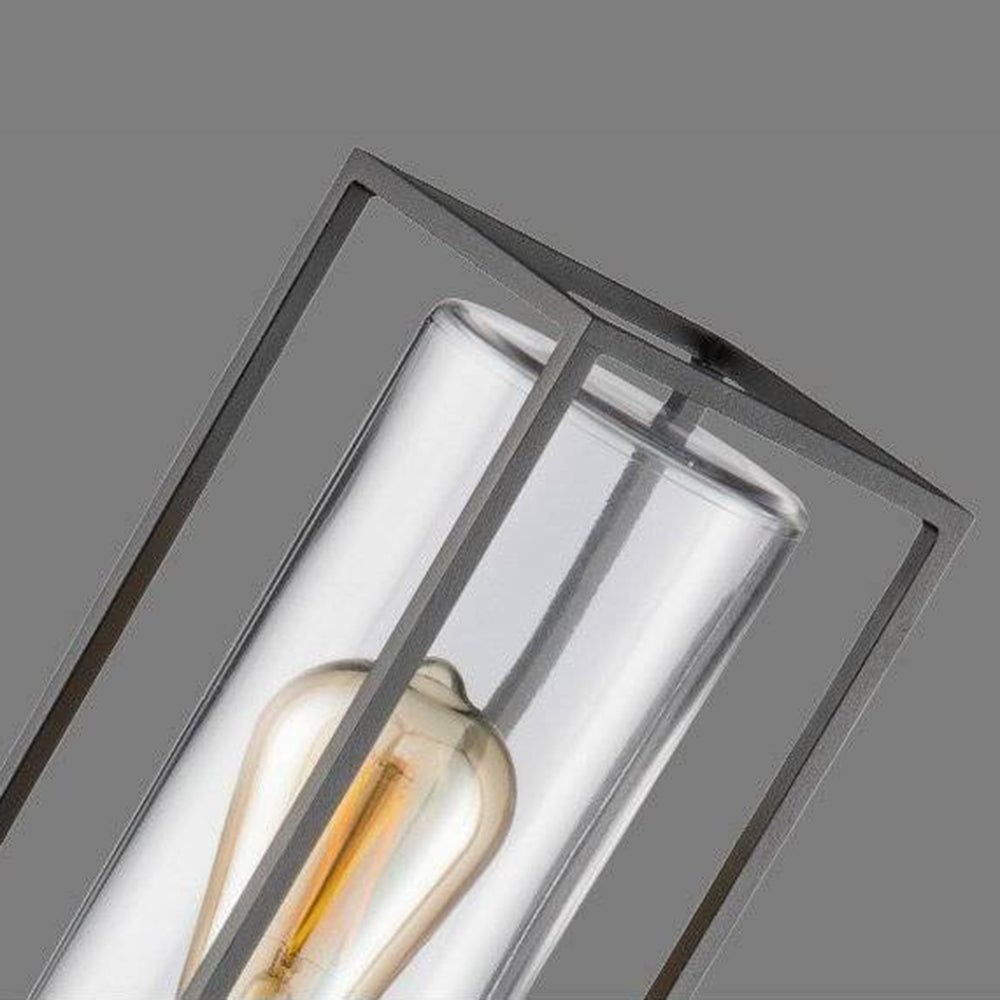 Borne lanterne en métal noir et verre à ampoule apparente — Pavot