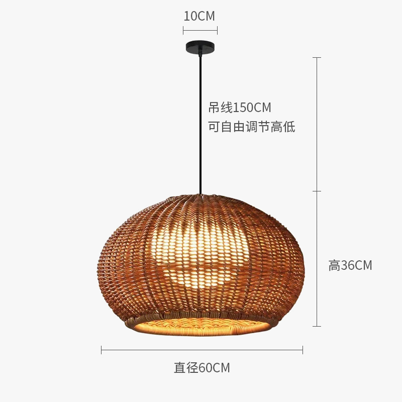 2023 Lustre étanche extérieur Suspension de style chinois Cour Villa Suspension Jardin Restaurant Lampe de tissage en rotin