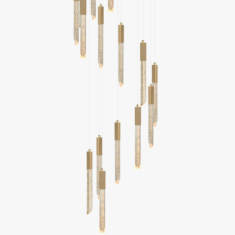 lustre en or lampe d'escalier moderne LED éclairage intérieur en cristal spirale