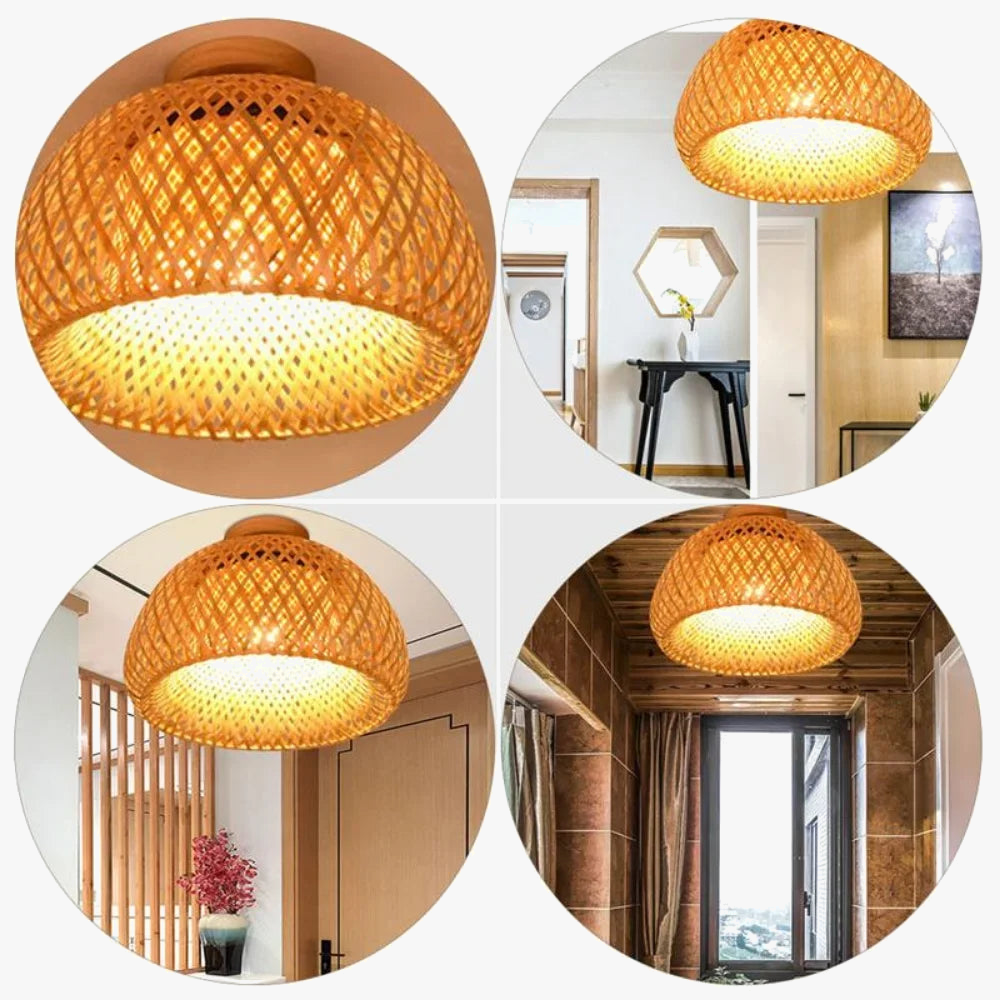 30 rotin osier plafonnier suspension abat-jour maison chambre décor Lustre bambou bois Art suspendu Lustre Luminaire