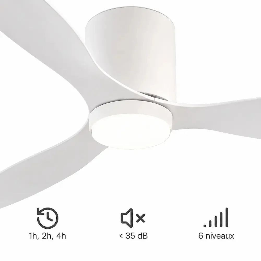 Ventilateur de plafond blanc à trois pales et lampe LED — Catalpa