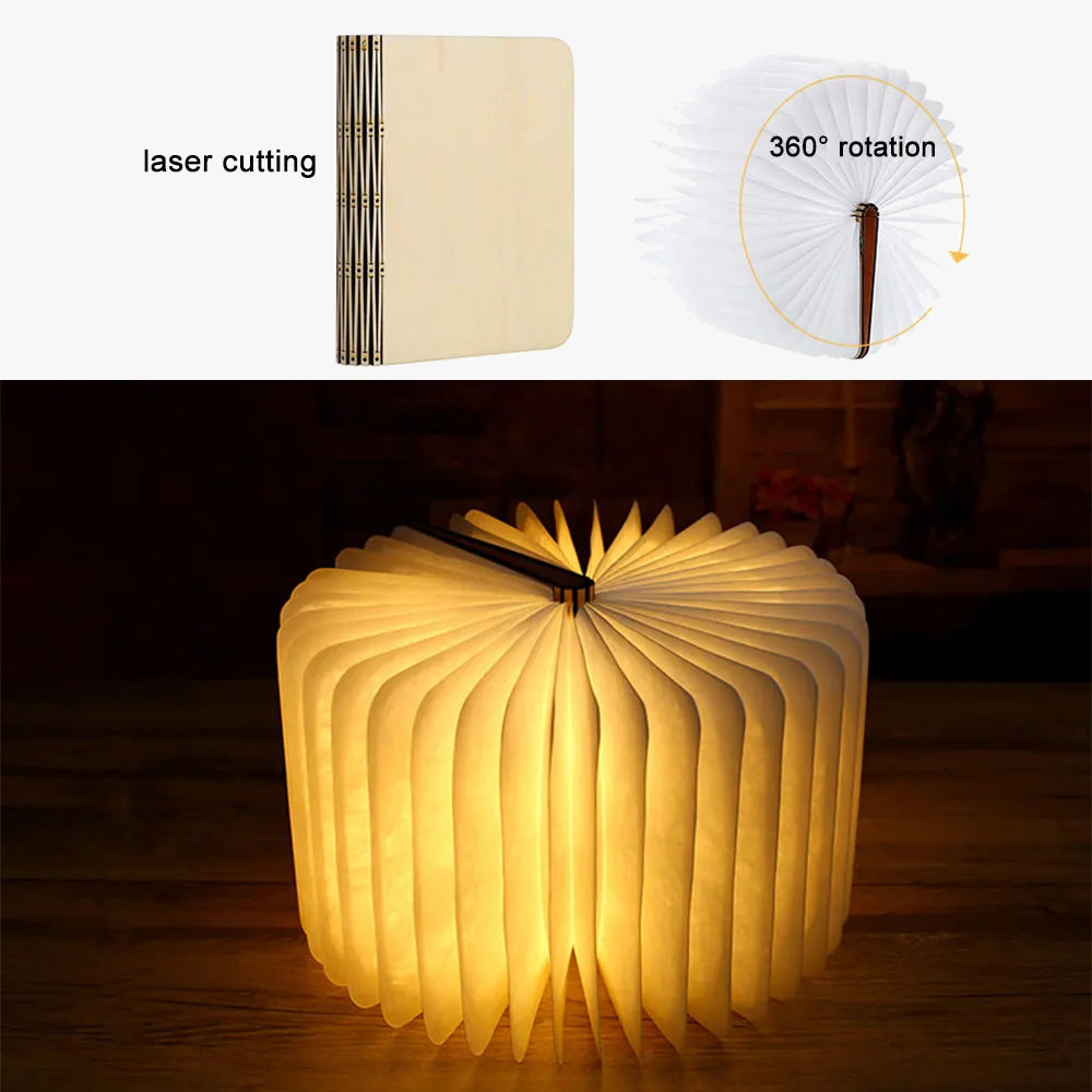 3D créatif Led livre veilleuse Portable en bois 5V Usb Rechargeable magnétique pliable bureau Table lampe décoration de la maison 5 couleurs