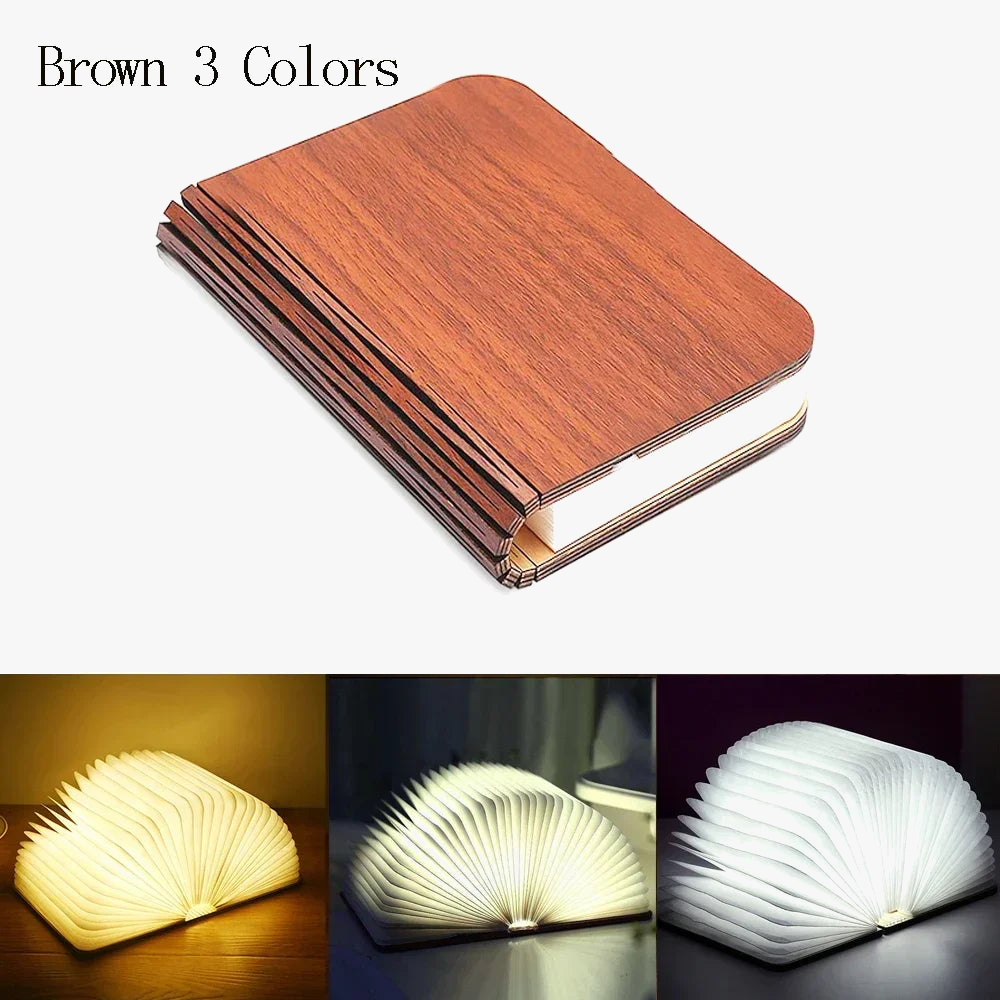 3D pliant créatif LED veilleuse RGB couleur USB Recharge en bois livre lumière décor chambre bureau lampe de Table pour enfant cadeau d'anniversaire