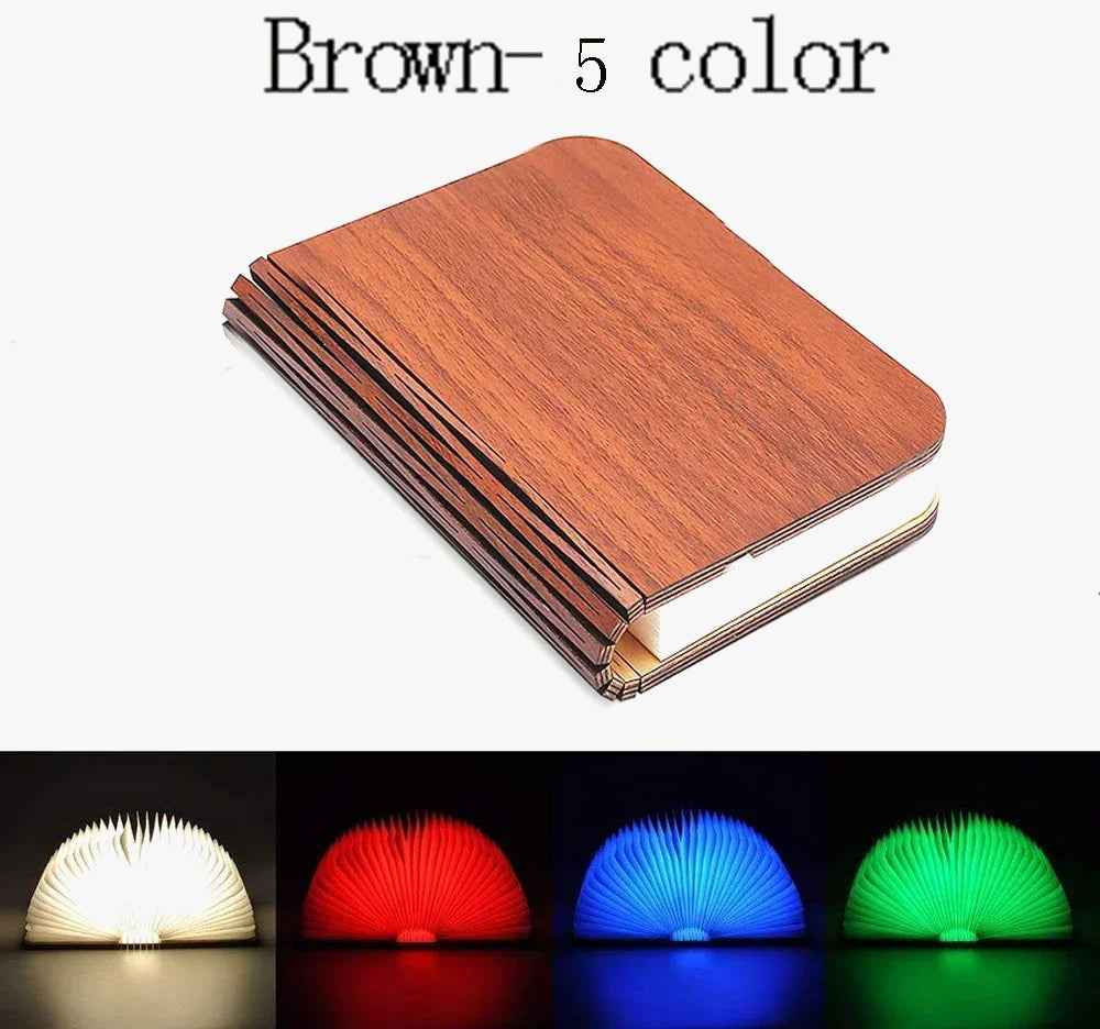 3D pliant créatif LED veilleuse RGB couleur USB Recharge en bois livre lumière décor chambre bureau lampe de Table pour enfant cadeau d'anniversaire