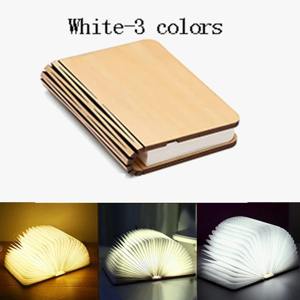 3D pliant créatif LED veilleuse RGB couleur USB Recharge en bois livre lumière décor chambre bureau lampe de Table pour enfant cadeau d'anniversaire