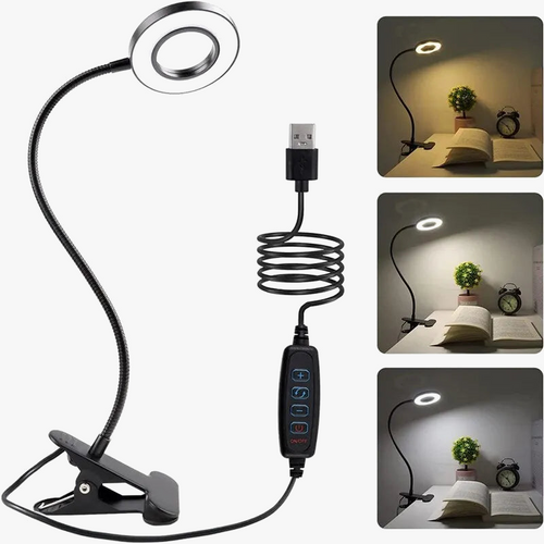 48 LED lampe de bureau pince USB livre lumière chevet 360 ° Flexible Protection des yeux col de cygne lampe de lecture luminosité réglable 3 niveaux