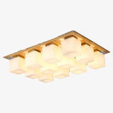Plafonnier en bois avec plusieurs lampes LED