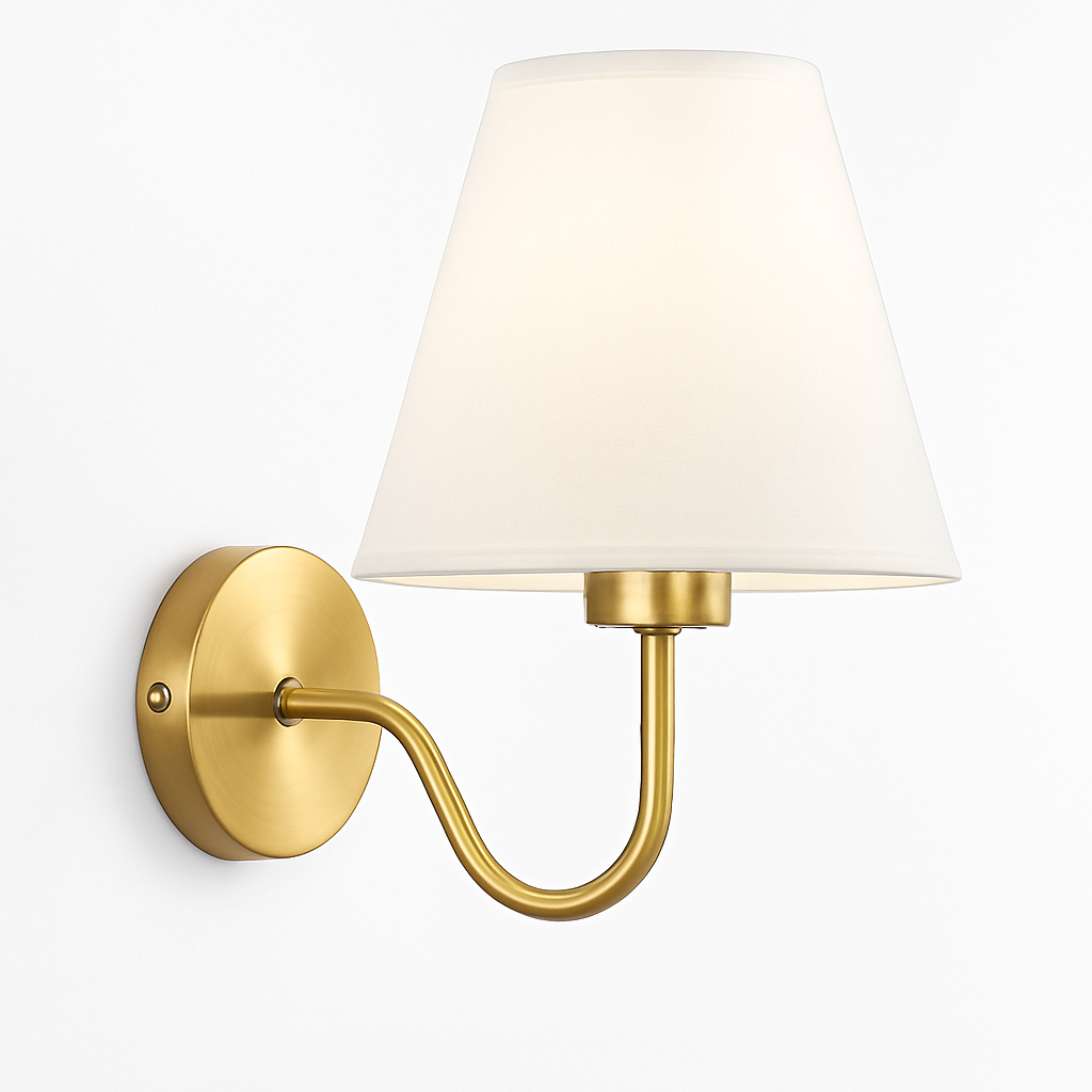 5/12W American Fabric Wall Lamp Modern Gold LED E27 Bulb Cloth Lampshade Wall Light for Hotel Bedroom Bedside Decoration Sconces