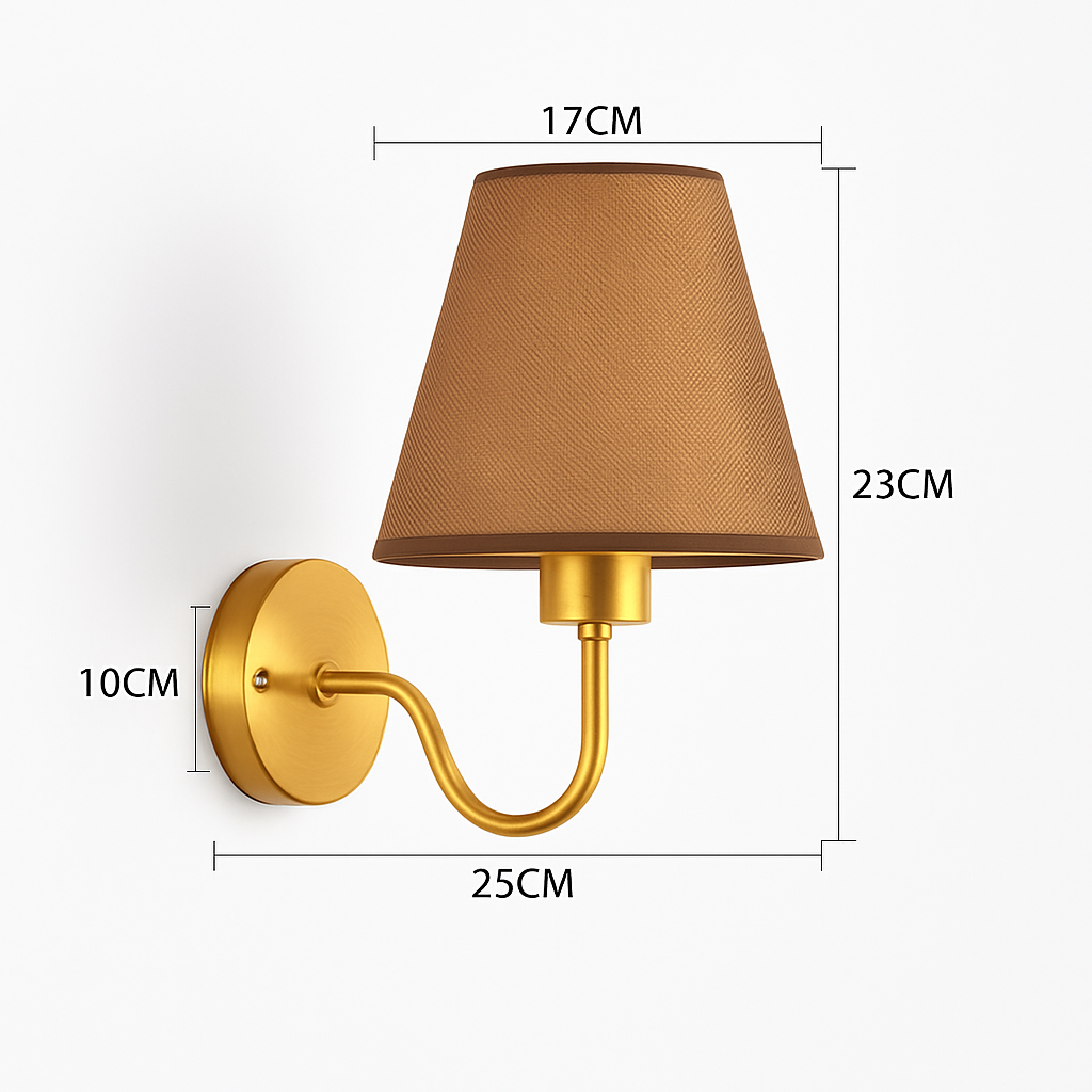 5/12W American Fabric Wall Lamp Modern Gold LED E27 Bulb Cloth Lampshade Wall Light for Hotel Bedroom Bedside Decoration Sconces