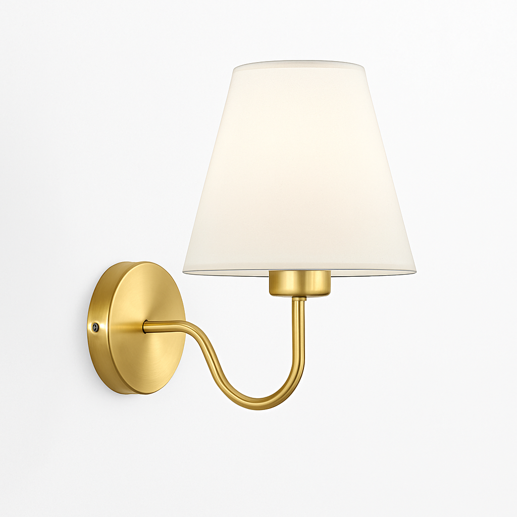 5/12W American Fabric Wall Lamp Modern Gold LED E27 Bulb Cloth Lampshade Wall Light for Hotel Bedroom Bedside Decoration Sconces