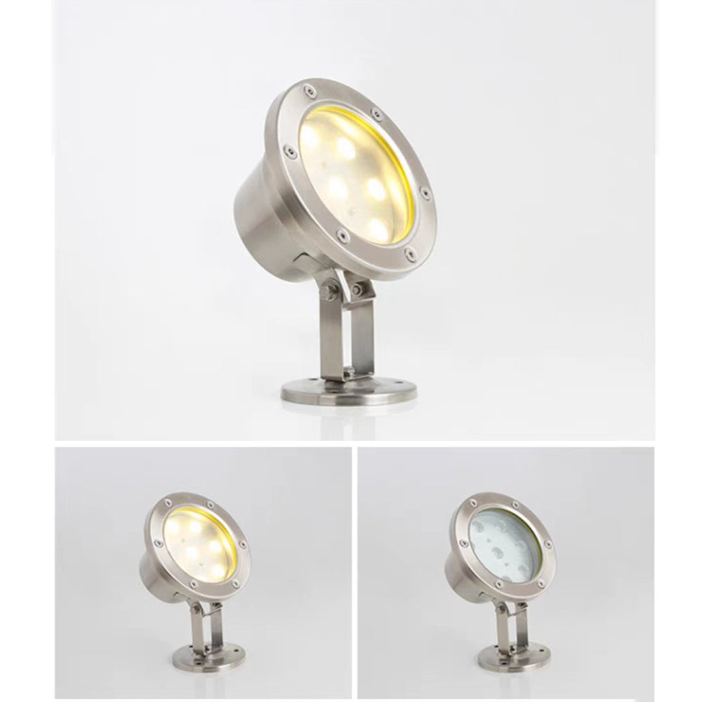 Projecteur de jardin orientable en métal argenté et verre — Sisal