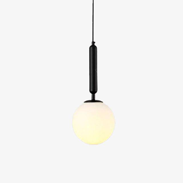 Suspension design LED avec tube en acier et sphère en verre Luxury