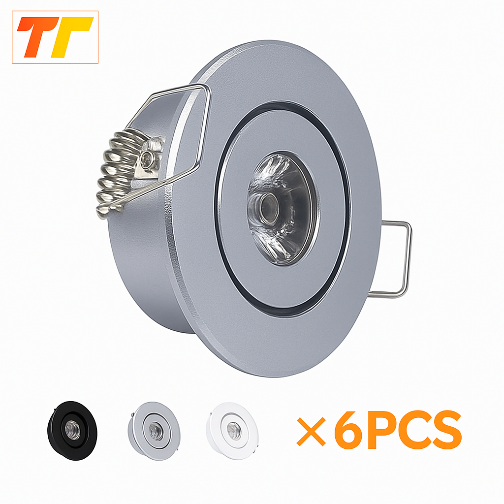 6 pièces Led Mini lumière vers le bas 3W 1W Dimmable Spot lumières encastrées AC85-265V plafonnier en aluminium 52mm