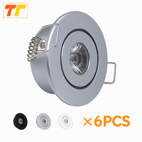 6 pièces Led Mini lumière vers le bas 3W 1W Dimmable Spot lumières encastrées AC85-265V plafonnier en aluminium 52mm