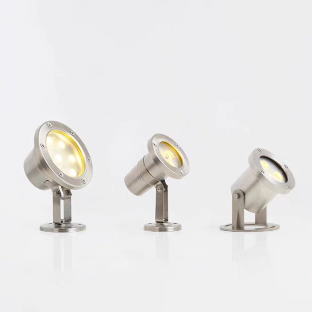 Projecteur de jardin orientable en métal argenté et verre — Sisal