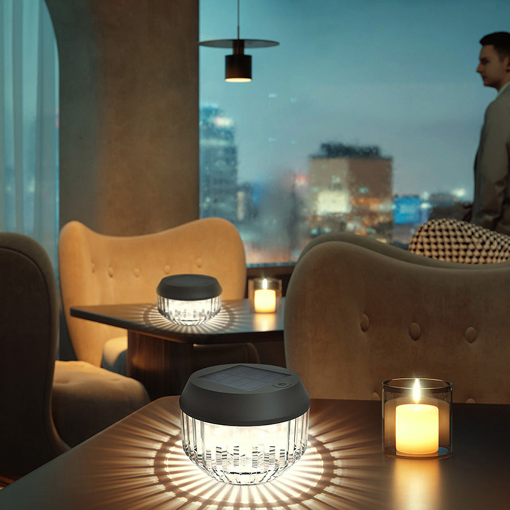 Lampe à poser d’extérieur ronde en acrylique nervuré — Rocaille
