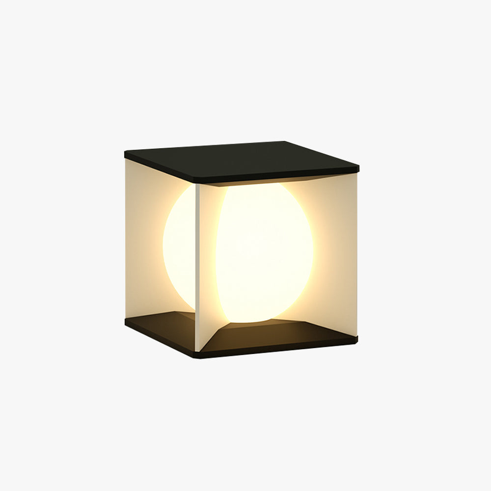 Lampe de Poteau Lune Moderne, Métal/Acrylique, Noir — Gabarre