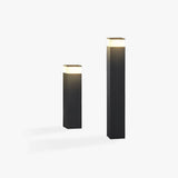 Borne d'allée rectangulaire en métal noir à couronne lumineuse — Pampille