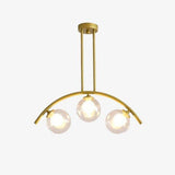 Lustre design LED avec bras arrondi doré et boules en verre Luxury