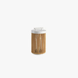 Lampe de sol cylindrique en rotin tressé et métal — Sylvie