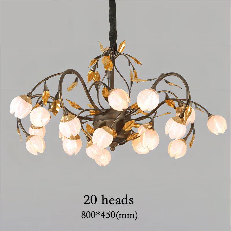 lustre antique avec abat-jour en forme de tulipe art
