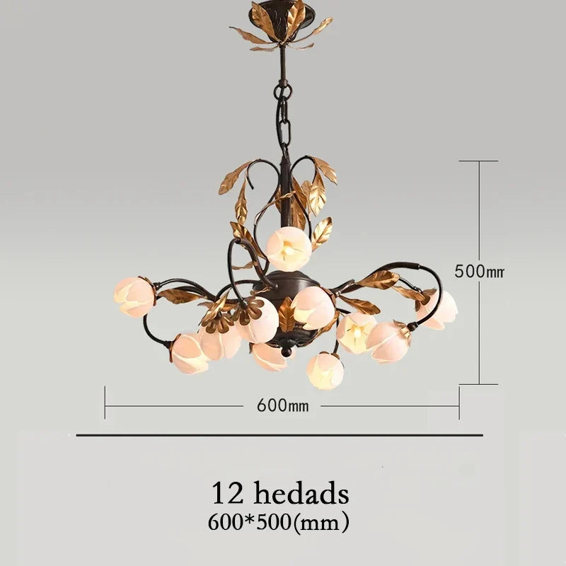 lustre antique avec abat-jour en forme de tulipe art
