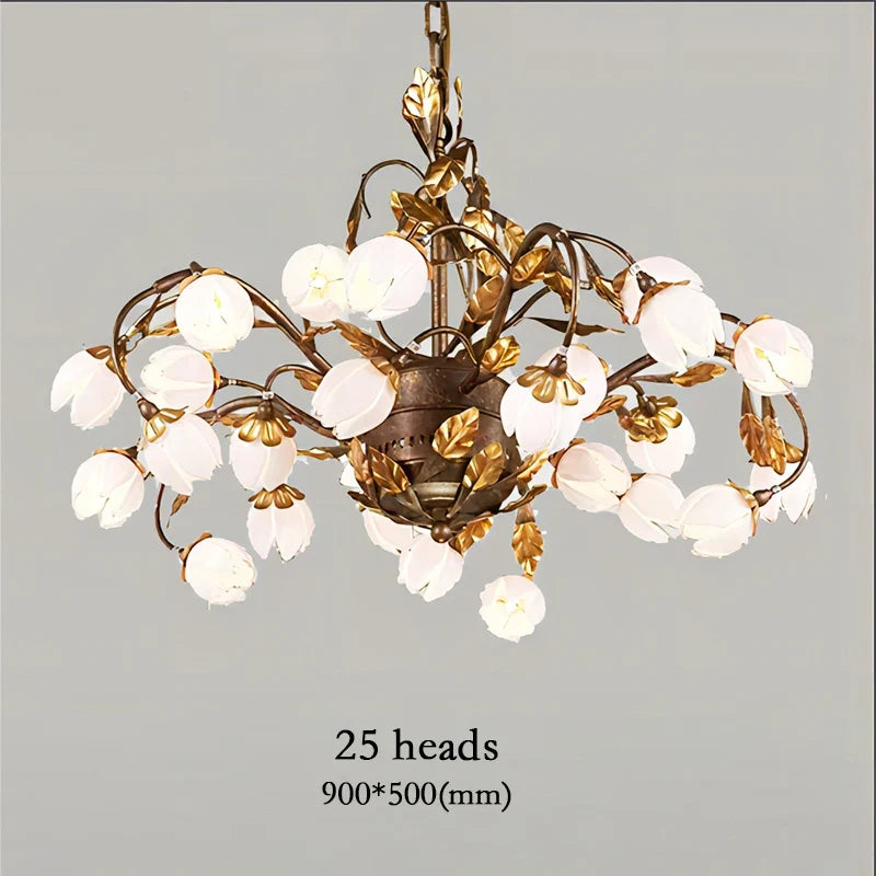 lustre antique avec abat-jour en forme de tulipe art