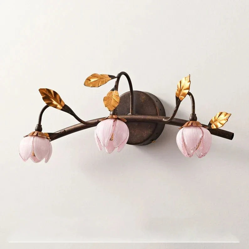 lustre antique avec abat-jour en forme de tulipe art