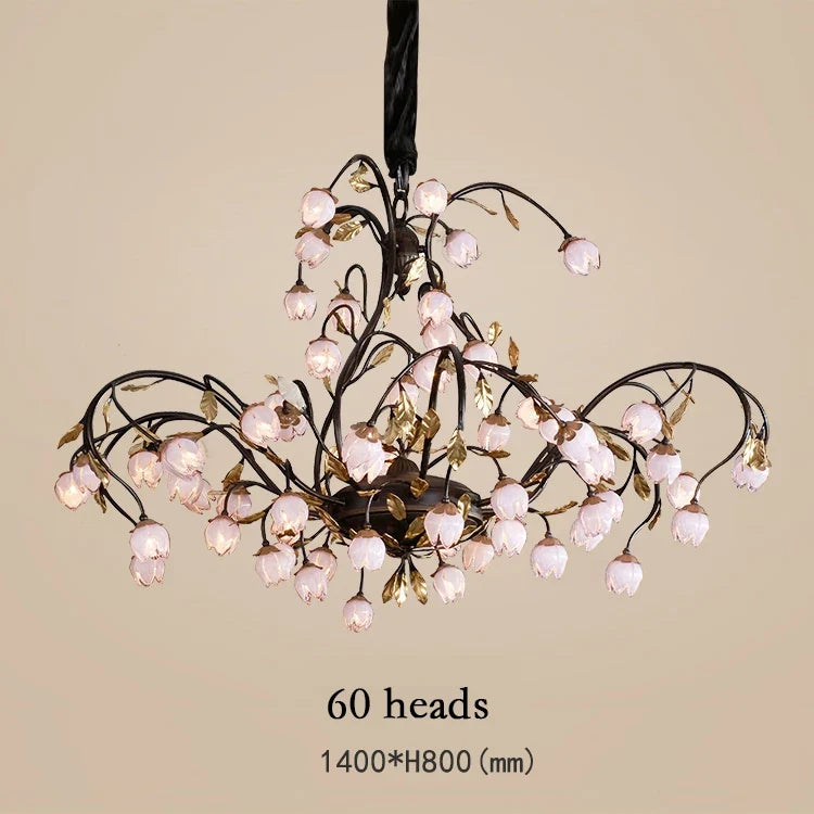 lustre antique avec abat-jour en forme de tulipe art