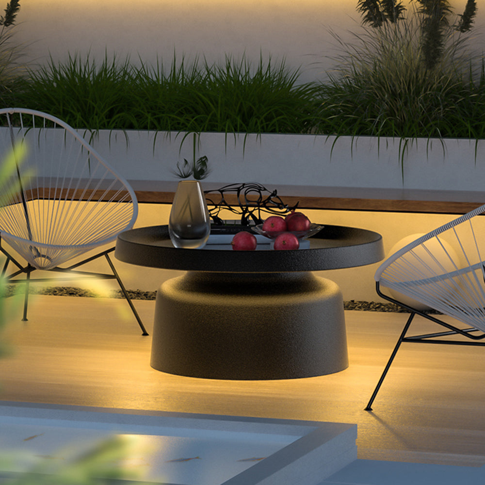 Lampe de sol en métal noir en forme de table basse ronde — Prunelle