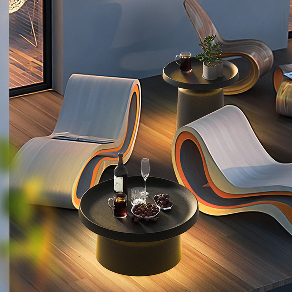 Lampe de sol en métal noir en forme de table basse ronde — Prunelle