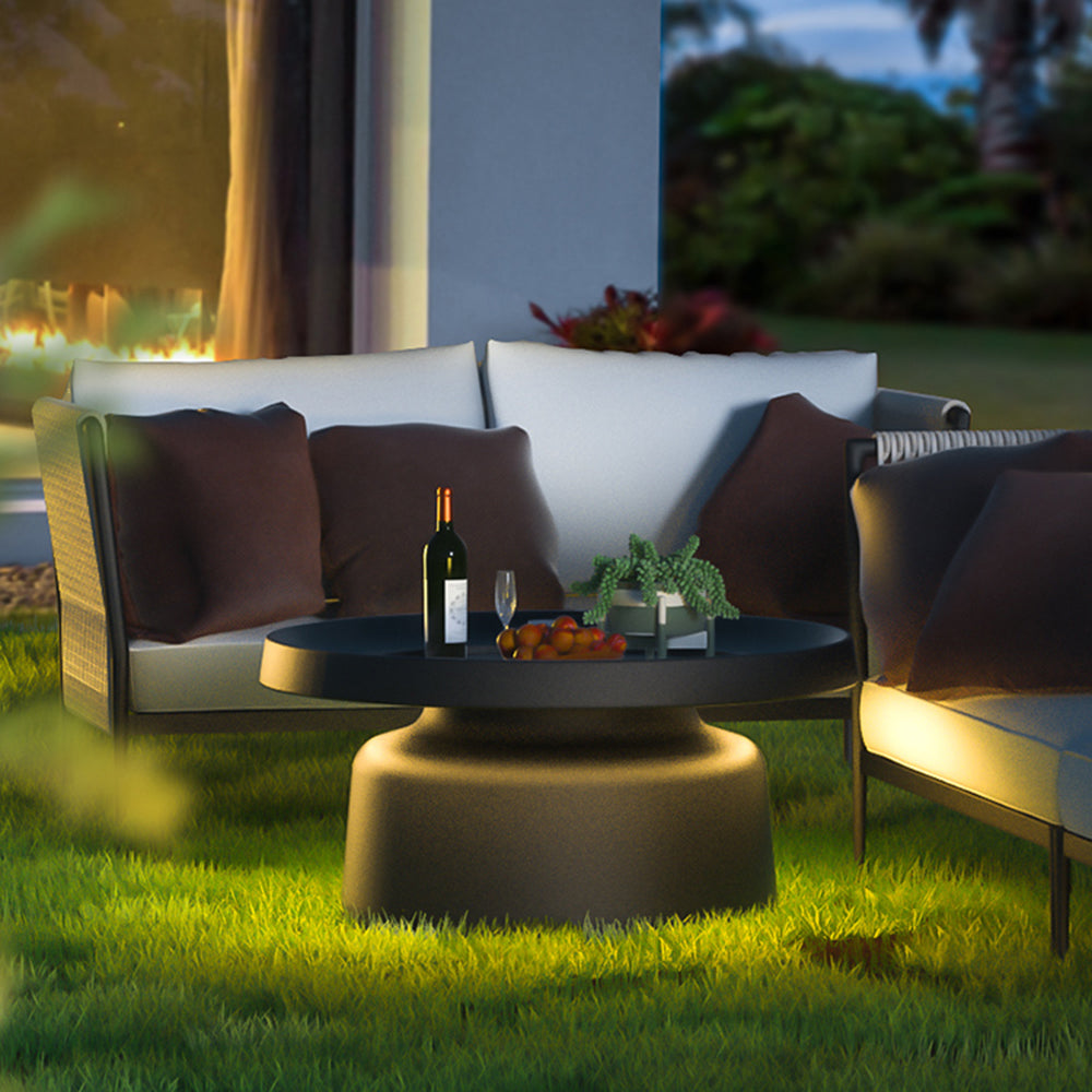 Lampe de sol en métal noir en forme de table basse ronde — Prunelle