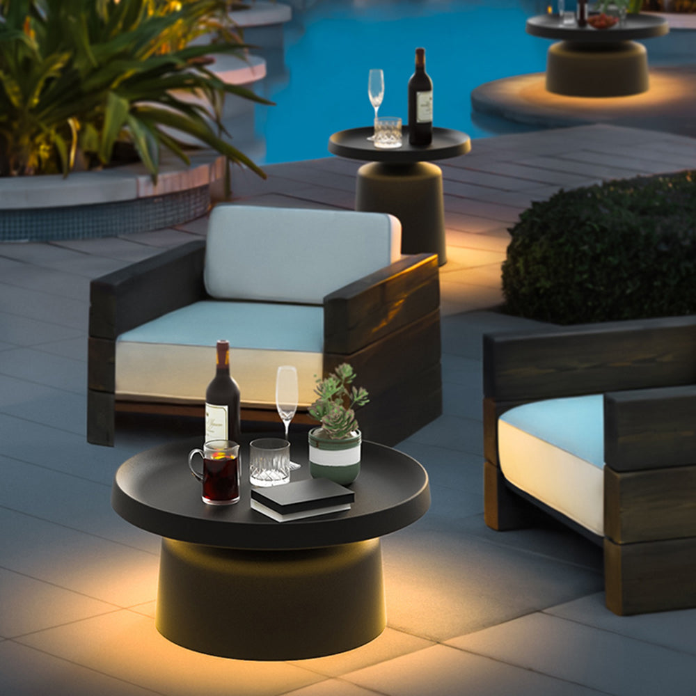 Lampe de sol en métal noir en forme de table basse ronde — Prunelle
