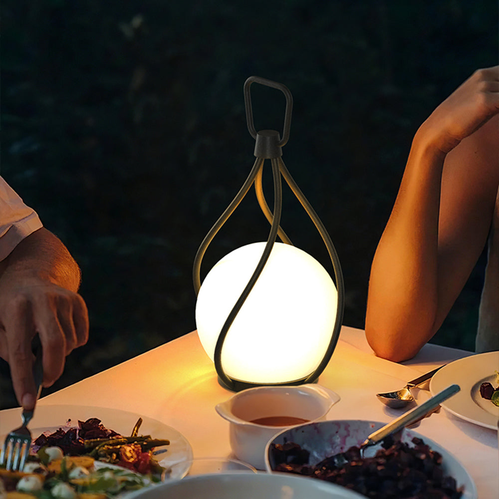 Lanterne d’extérieur à globe opalin et armature en métal noir — Tuffeau