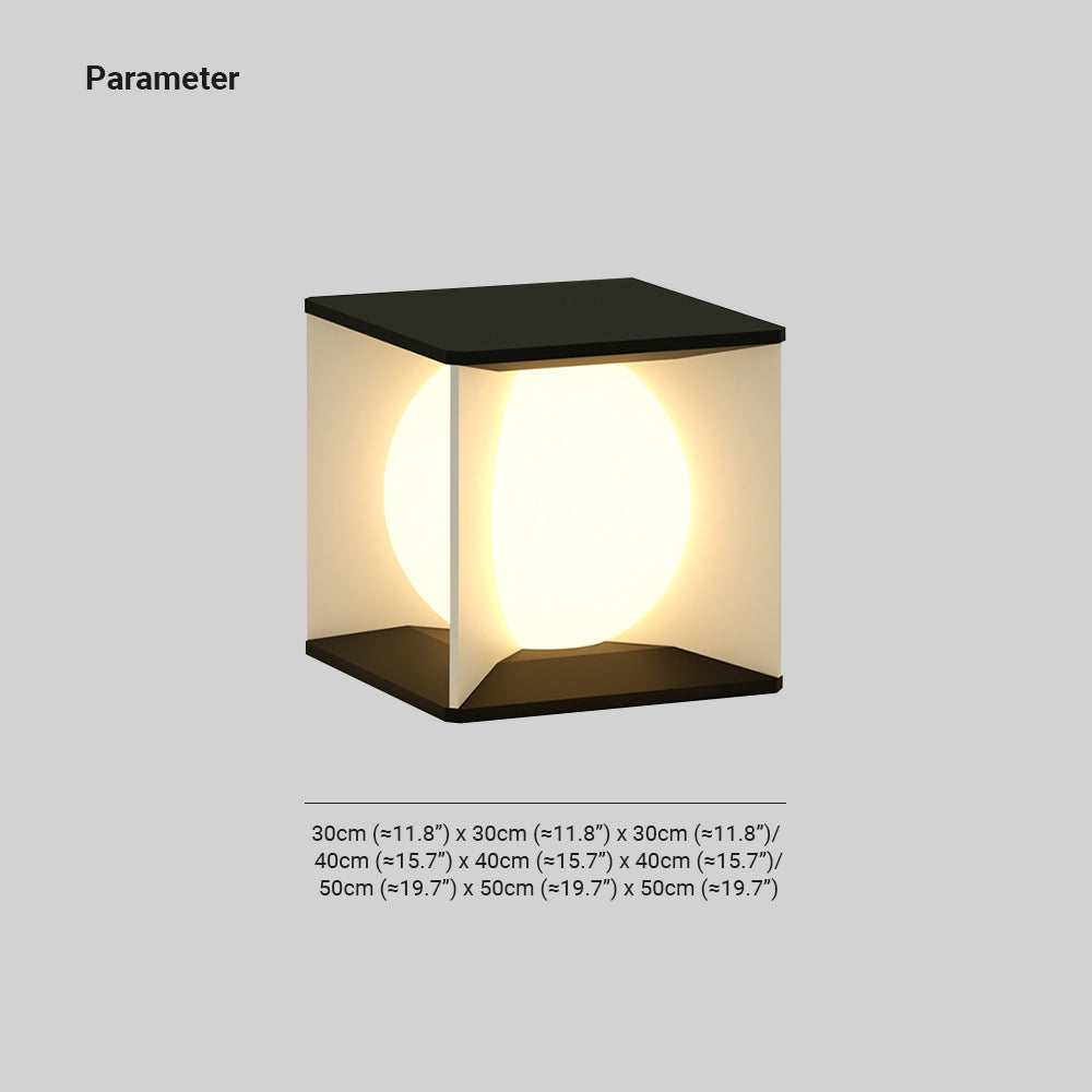 Lampe de pilier cubique en métal noir et diffuseur acrylique — Gabarre
