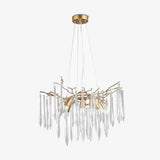 Lustre circulaire doré à tubes de verre soufflé suspendus — Mascaret