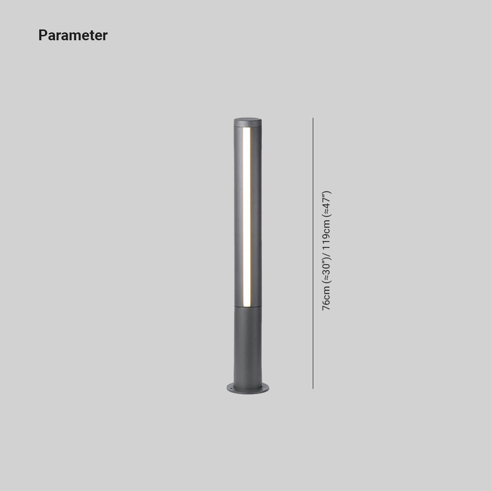 Borne cylindrique en métal noir à bandeau lumineux vertical — Palombe