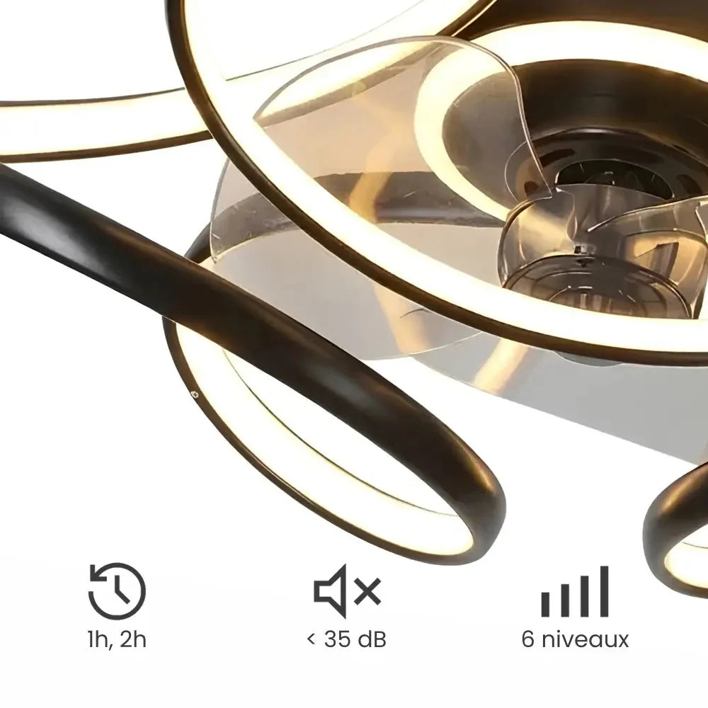 Ventilateur de plafond décoratif à bras courbés lumineux — Chénevis